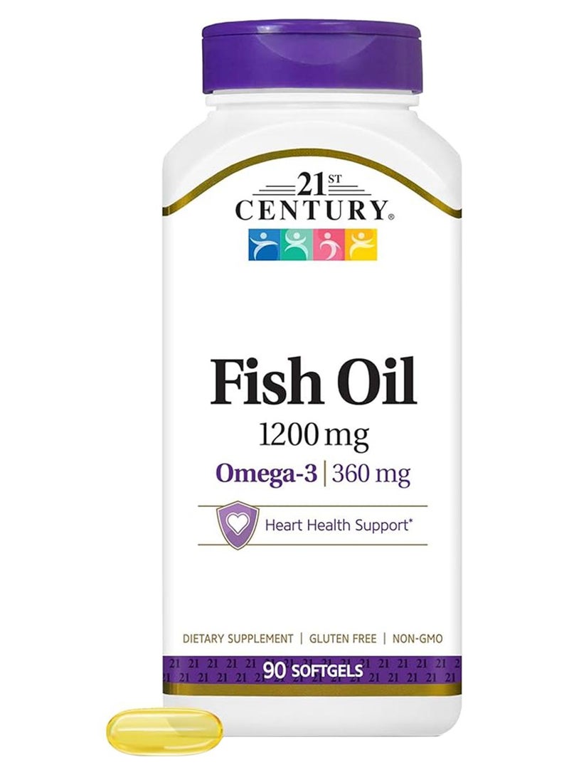 21st Century Fish Oil Omega 3 Dietary Supplement 1200 Mg - 90 Softgels - Image 1